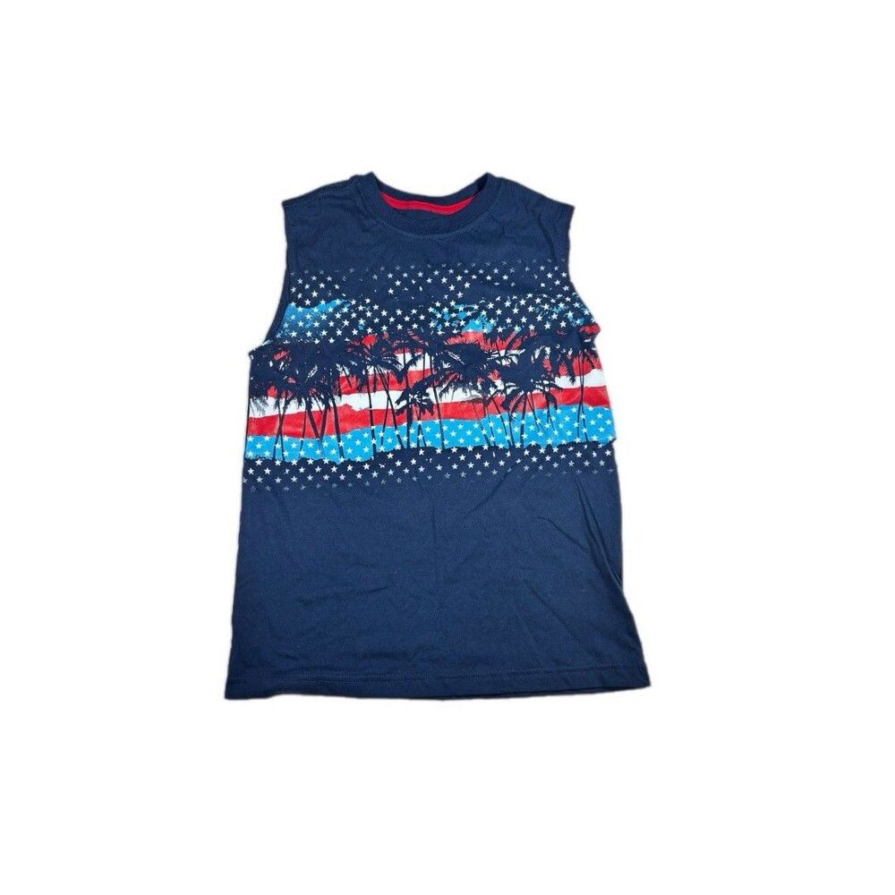 Celebrate! Boys Navy Red Blue Patriotic Graphic Sleeveless Tank Top Size XL